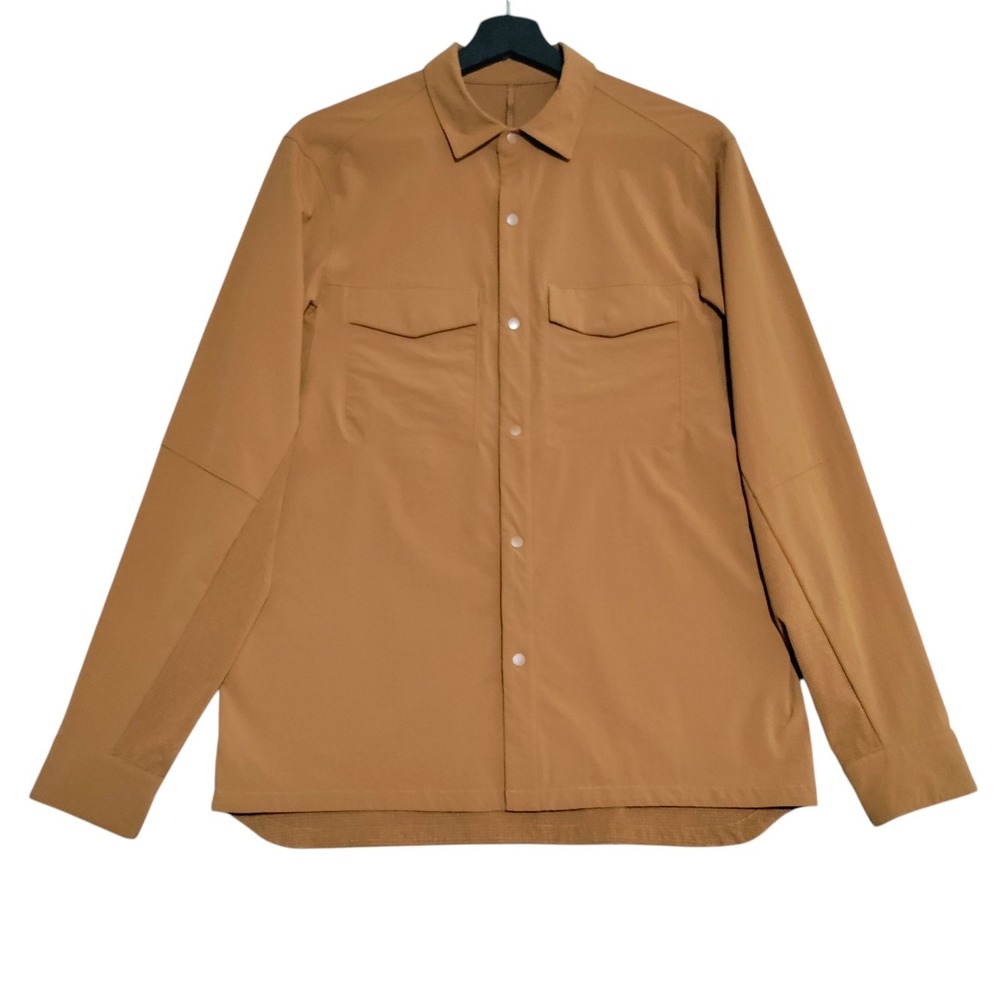 Lululemon Men's Small Double‎ Pocket L/S Overshirt Copper Brown Snap Front
